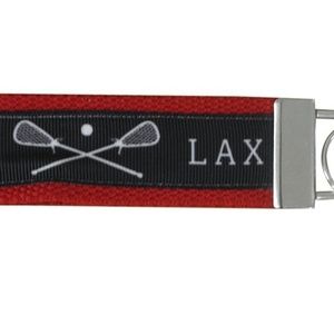 Girls Lacrosse Stick Wristlet Keychain - Red